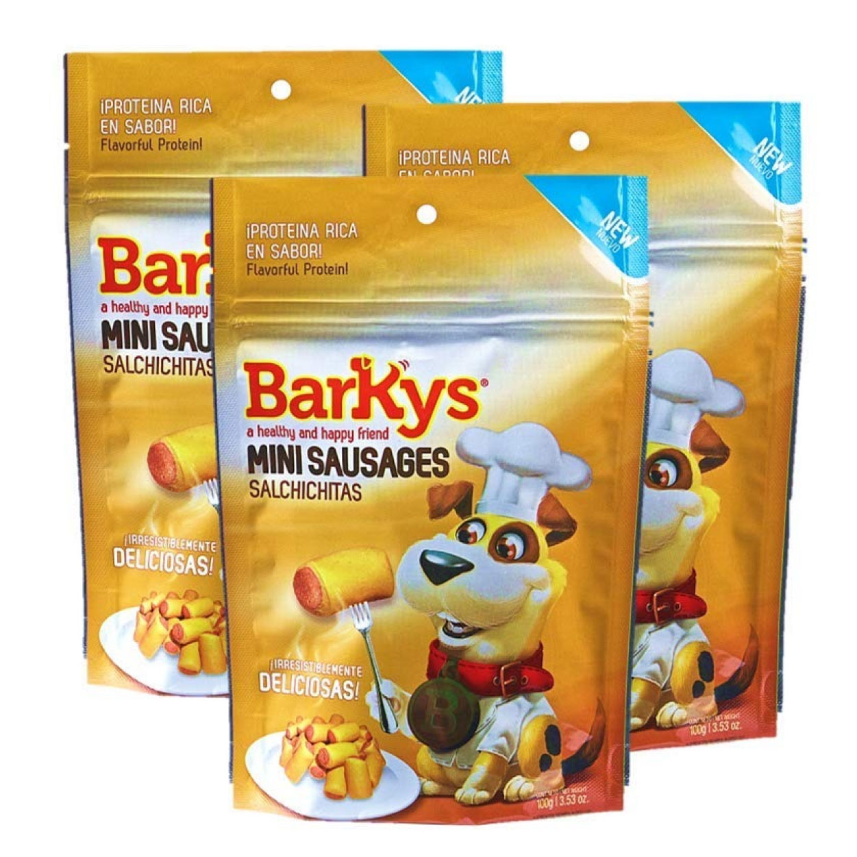 Barkys Mini Salchichitas/mini Sausages 3 Pack De 100g, Premios, Barkys, Mister Mascotas