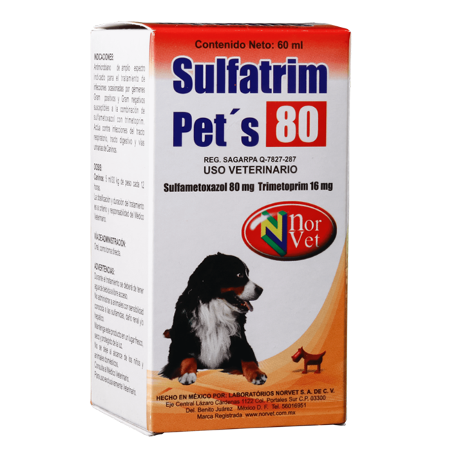 Sulfatrim-pets 80 mg. Suspensión oral 60 ml - norvet