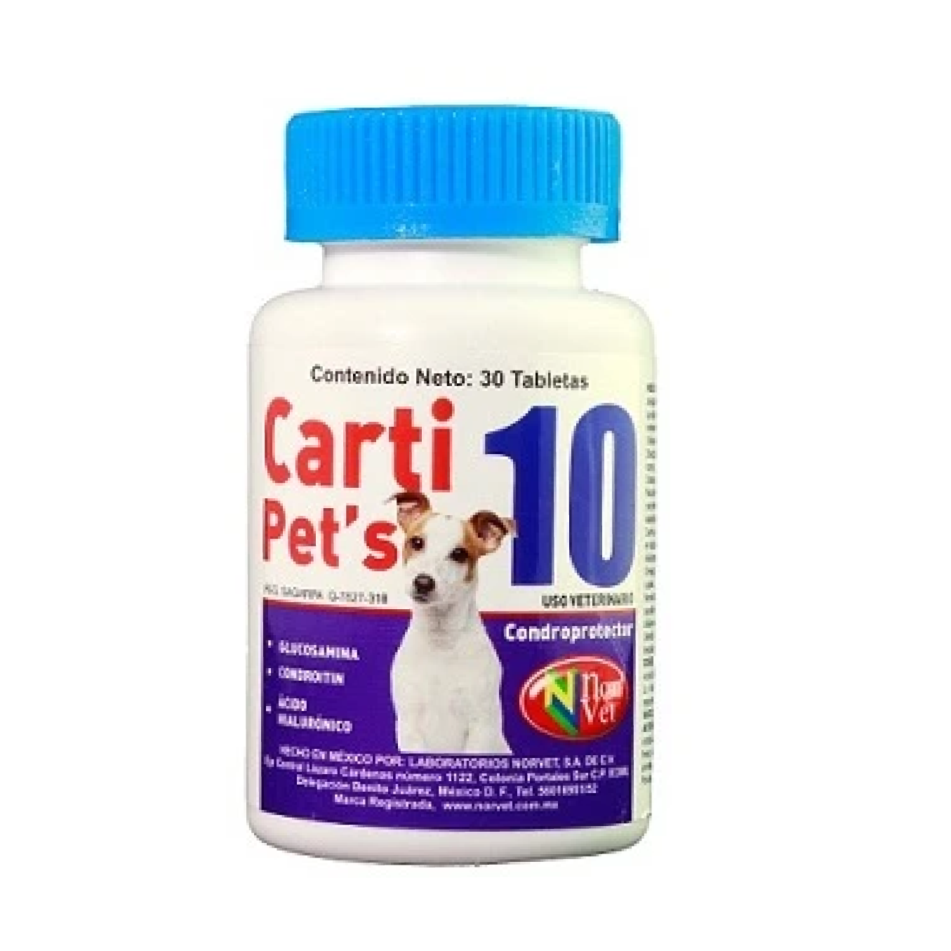 Carti Pets 10 Norvet  30 Tabletas - Condroprotector glucosamina para perro acido hialuronico