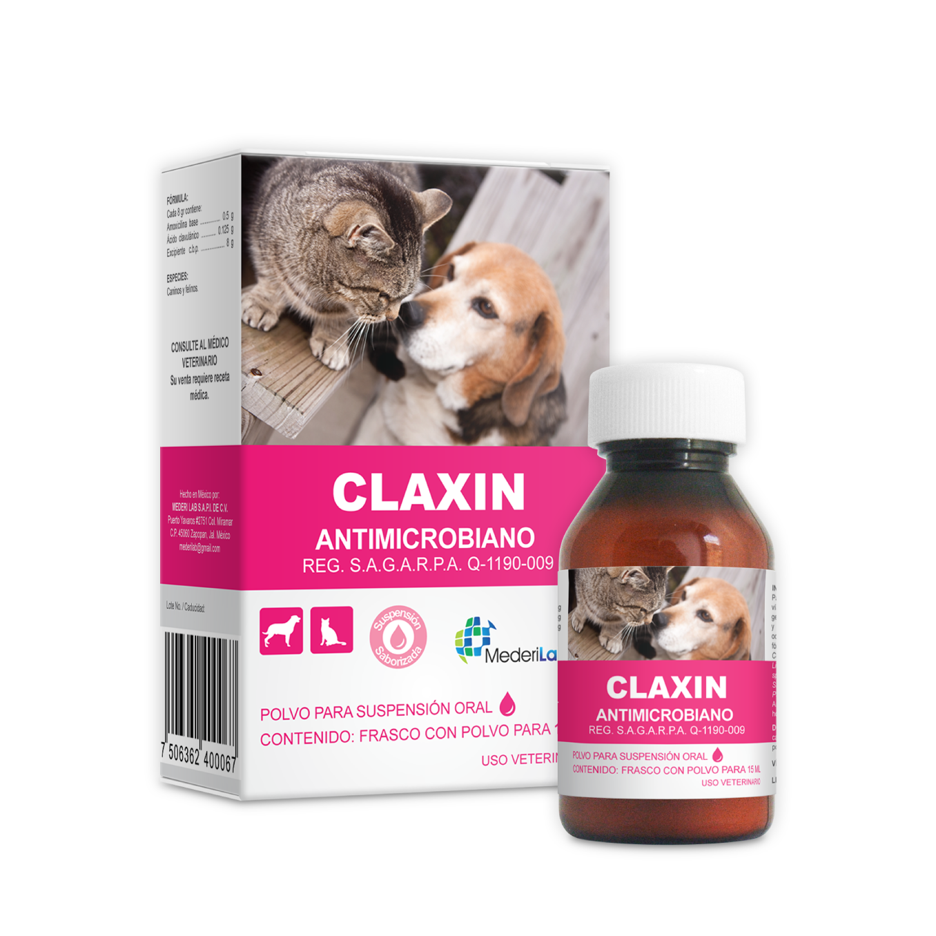 claxin suspension oral 15 ml mederilab antimicrobiano