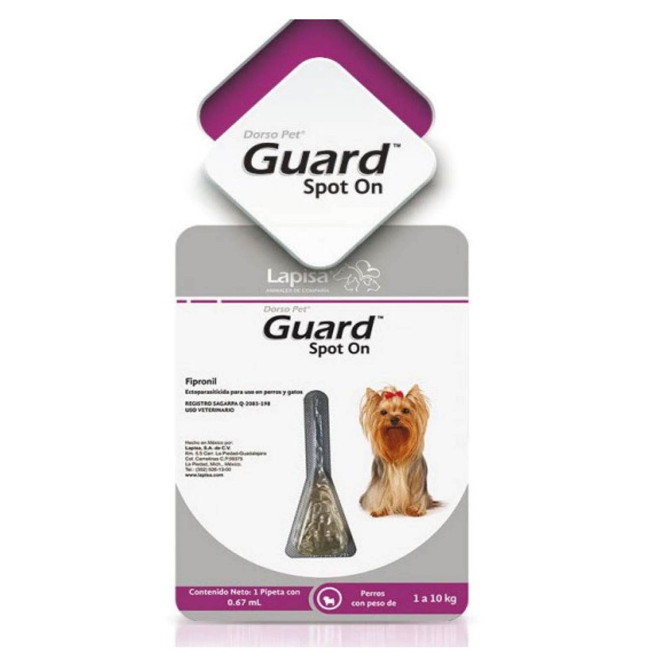 Dorso Pet Guard Spot On - Anti Pulgas Piojos y Garrapatas para Perro, Salud, Lapisa, Mister Mascotas
