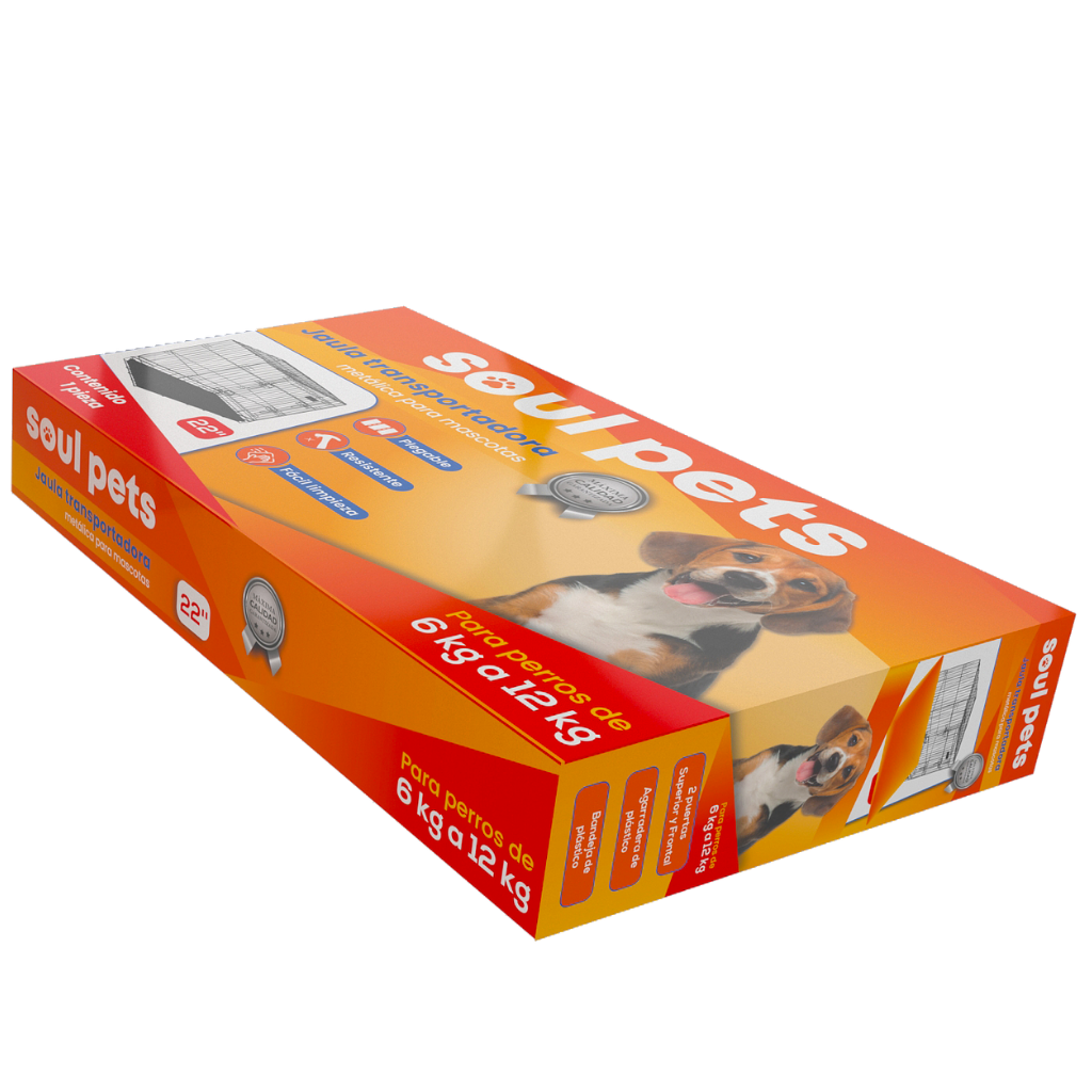 Jaula Transportadora de 22 Pulgadas para Perros de 6 a 12 Kg - Soul Pets
