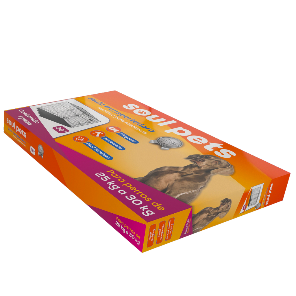 Jaula Transportadora de 36 Pulgadas para Perros de 25 a 30 Kg - Soul Pets