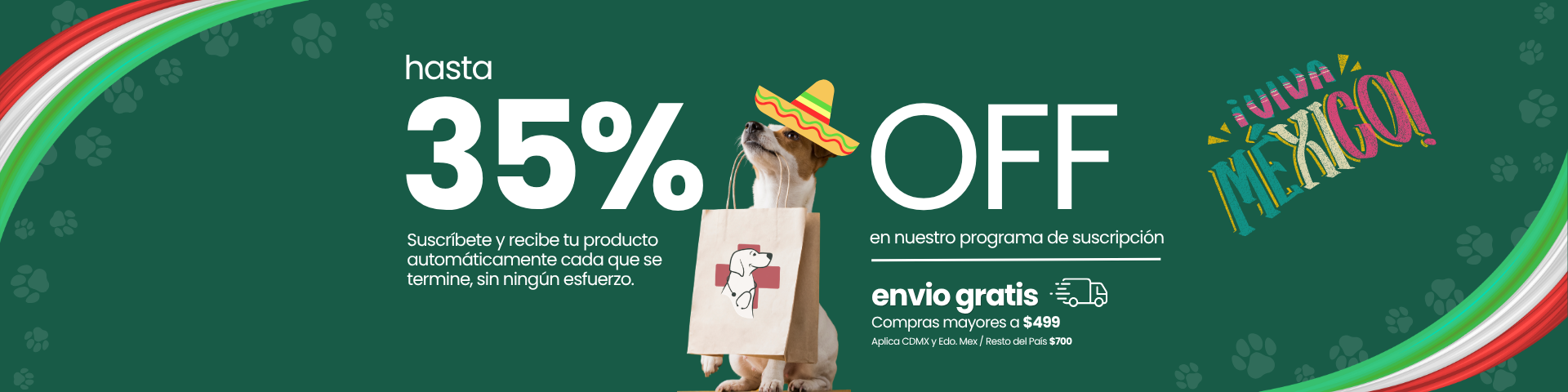 Hasta 35% de descuento en artículos para mascotas con envío gratis.