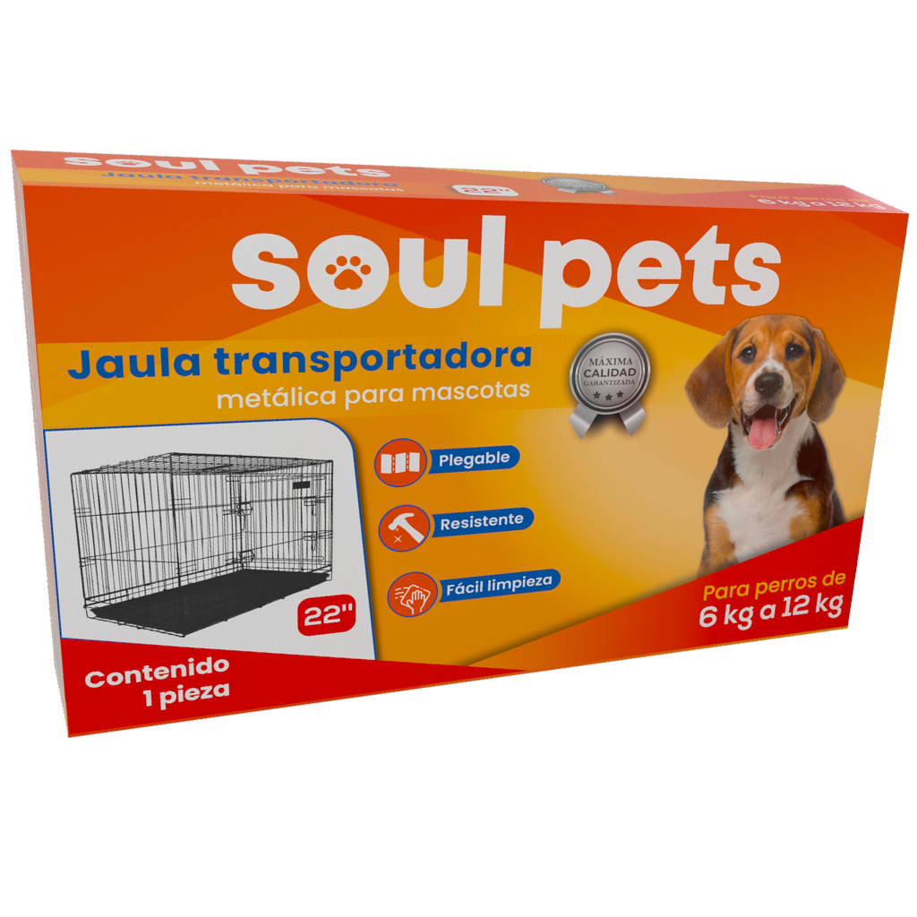Jaula Transportadora de 22 Pulgadas para Perros de 6 a 12 Kg - Soul Pets