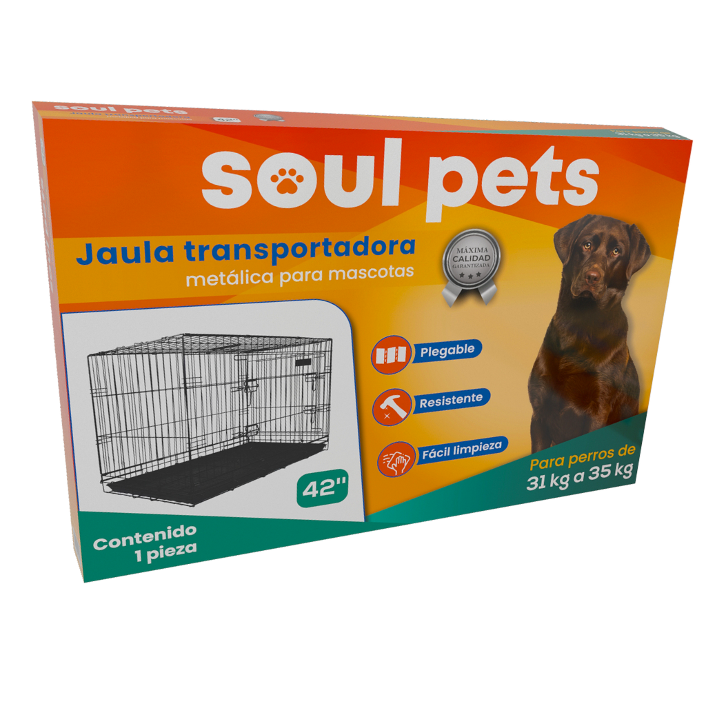 Jaula Transportadora de 42 Pulgadas para Perros de 31 a 35 Kg- Soul Pets
