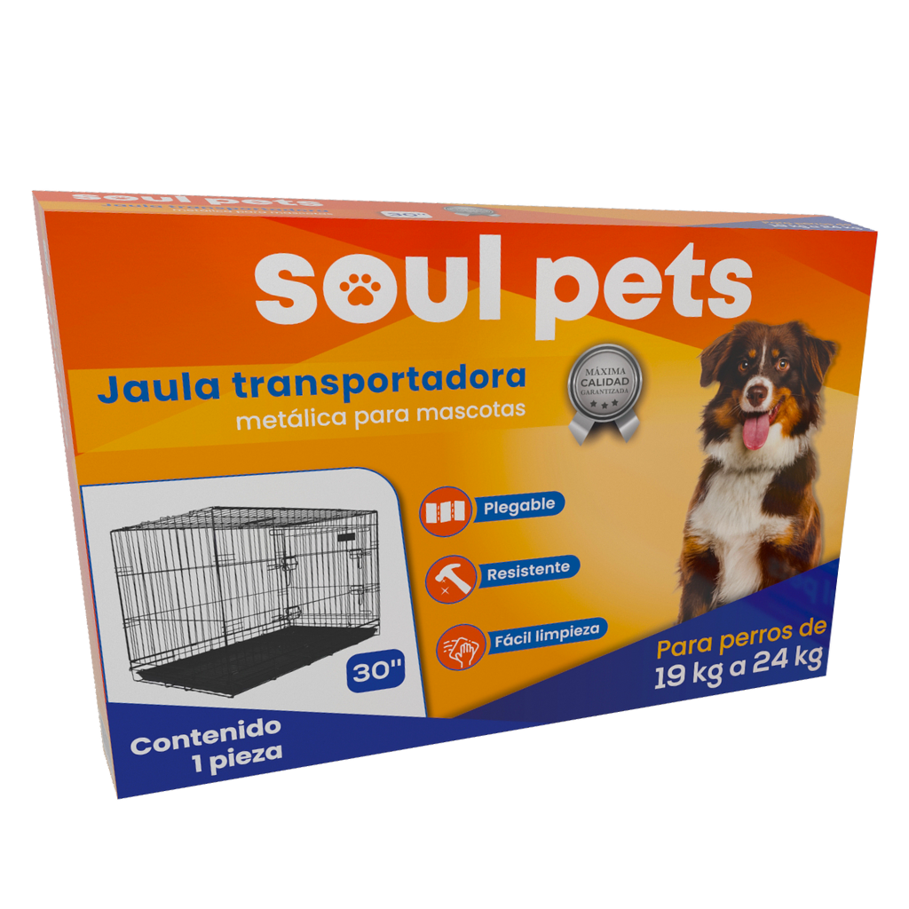 Jaula Transportadora de 30 Pulgadas para Perros de 19 a 24 Kg - Soul Pets