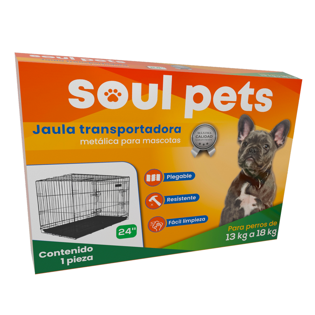 Jaula Transportadora de 24 Pulgadas para Perros de 13 a 18 Kg - Soul Pets