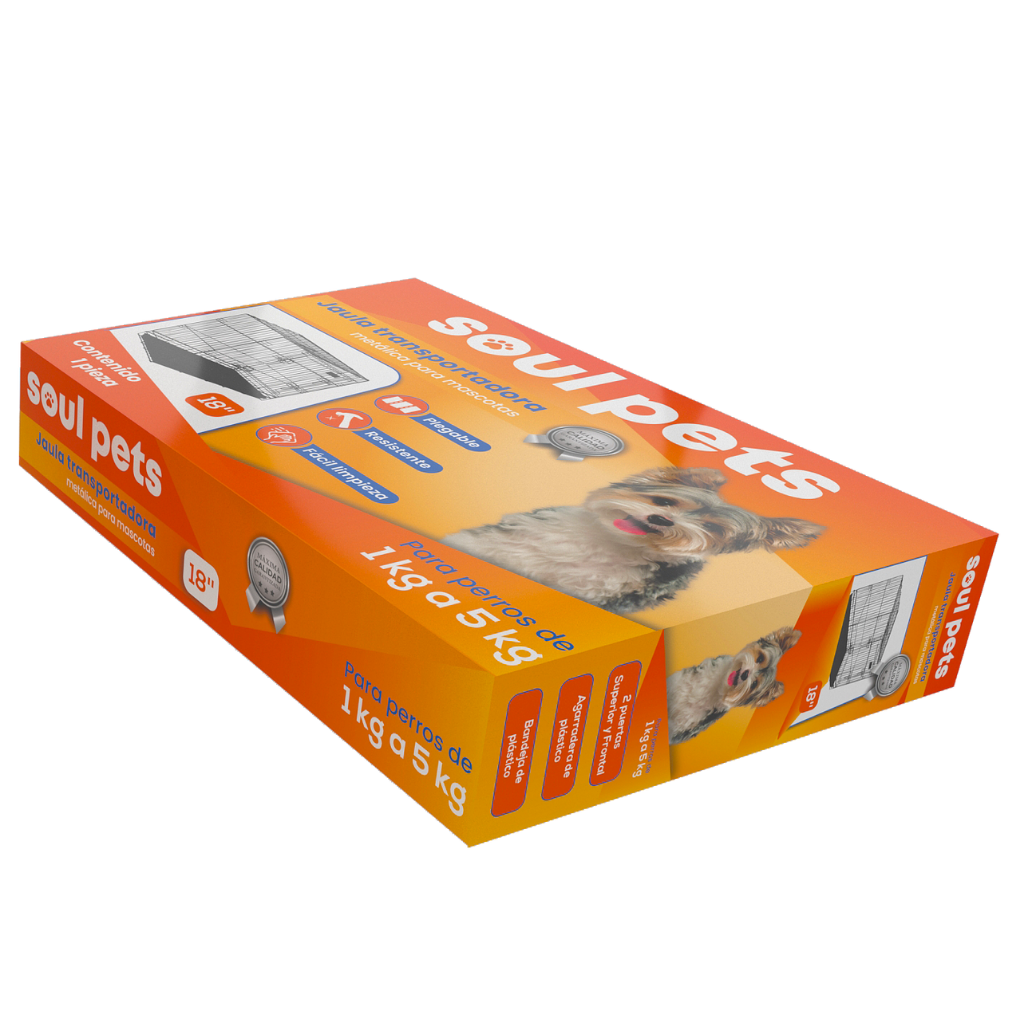 Jaula Transportadora de 18 Pulgadas para Perros de 1 a 5 Kg  - Soul Pets