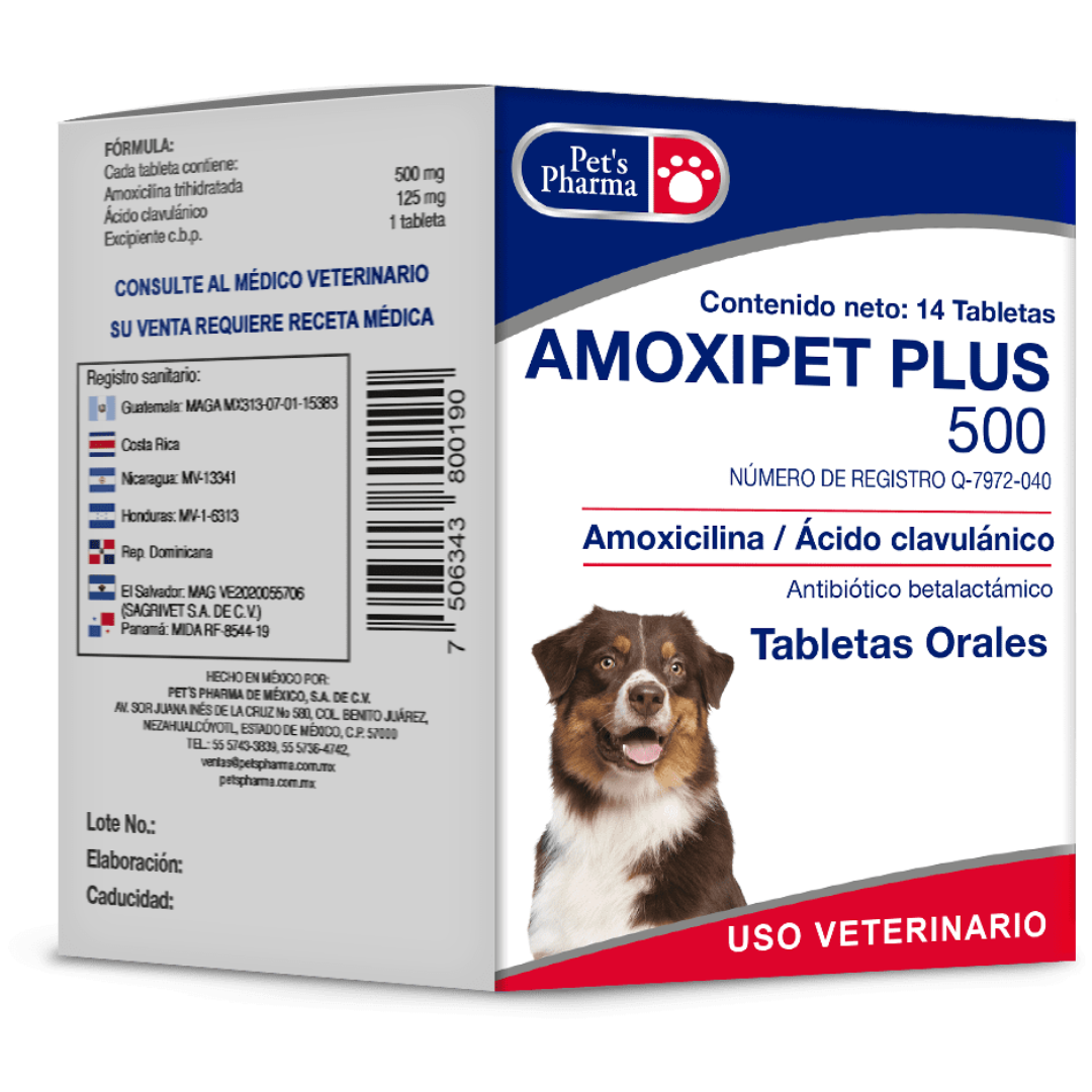 Amoxipet Plus 500 - 30 Tabletas Pet's Pharma