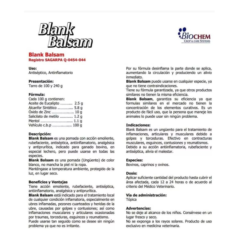 Bálsamo Blanco Blank Balsam 240 gr - Biochem