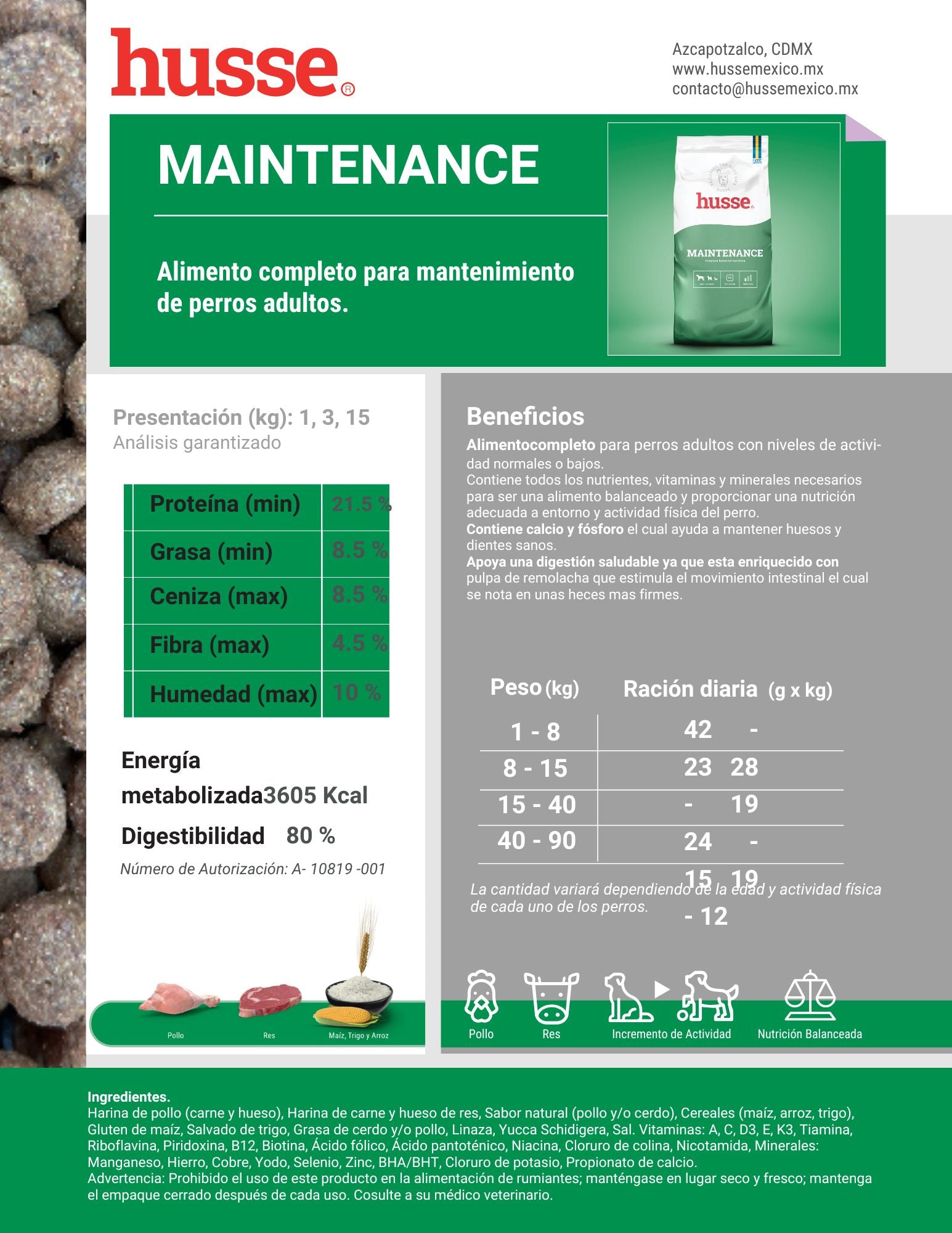 Maintance Husse Alimento Para Perros