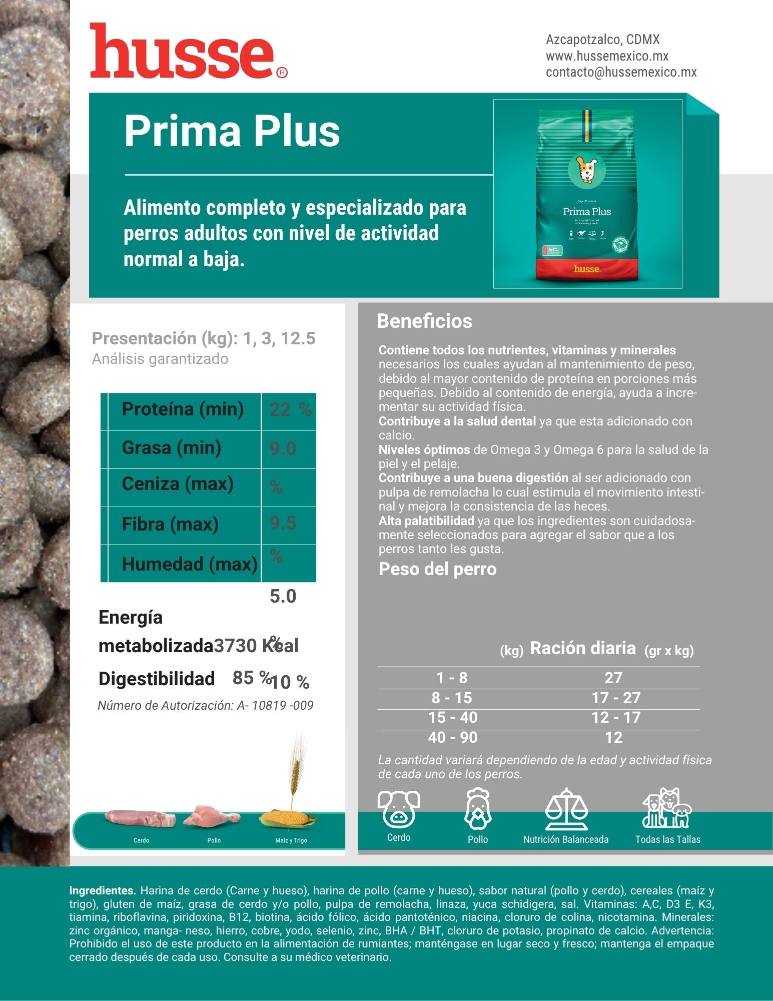 Prima pluse Husse Alimento para Perros