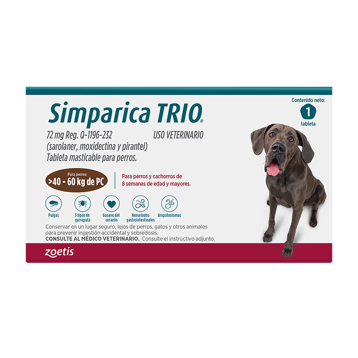 Simparica Trio 1 Tableta 40 a 60 Kg