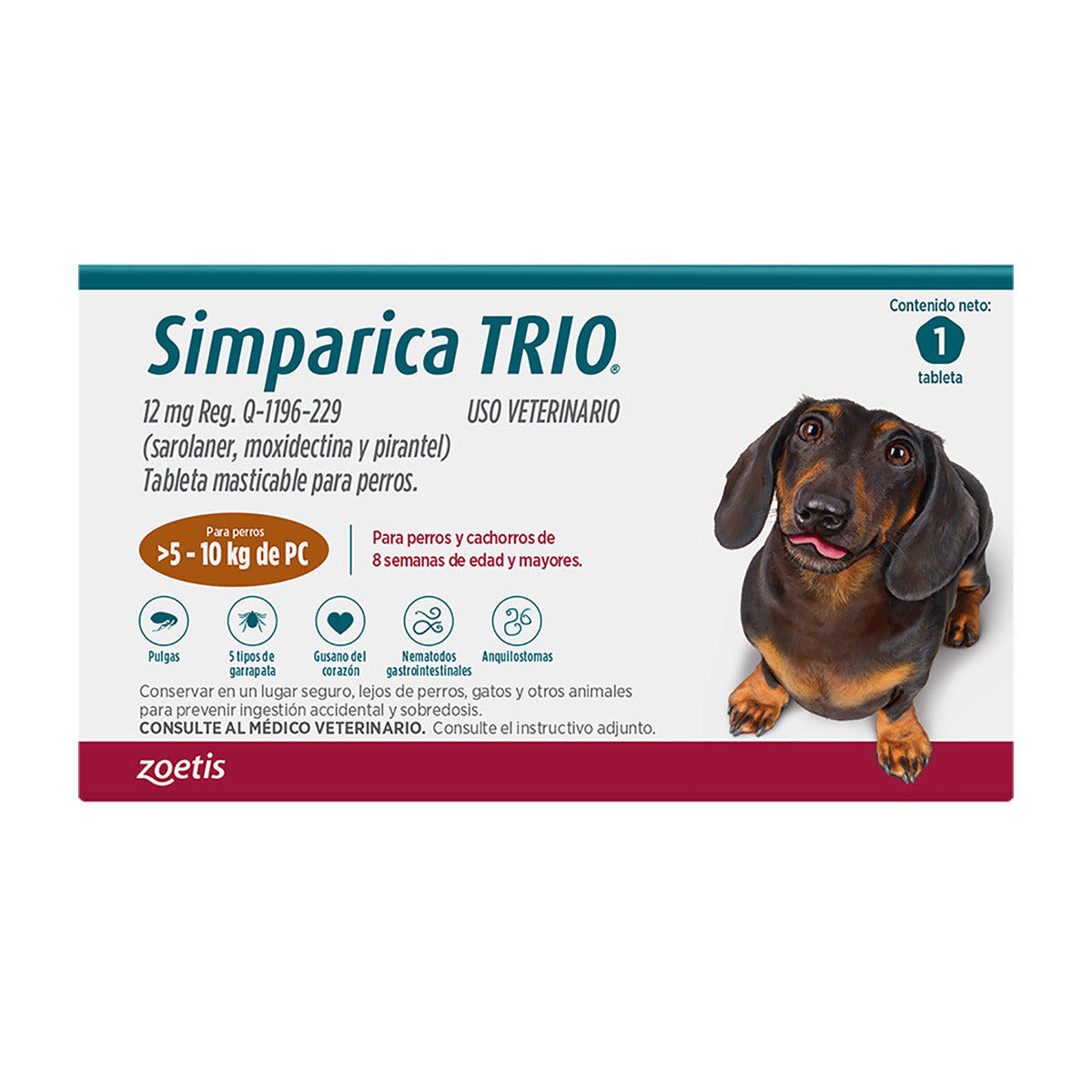 Simparica Trio 1 Tableta 5 a 10  Kg