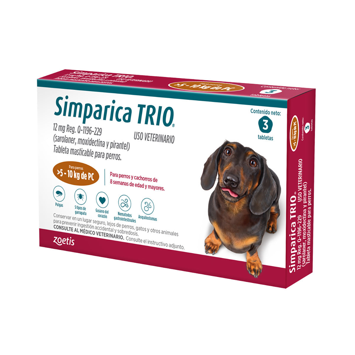 Simparica Trio 3 Tabletas 5 a 10 Kg