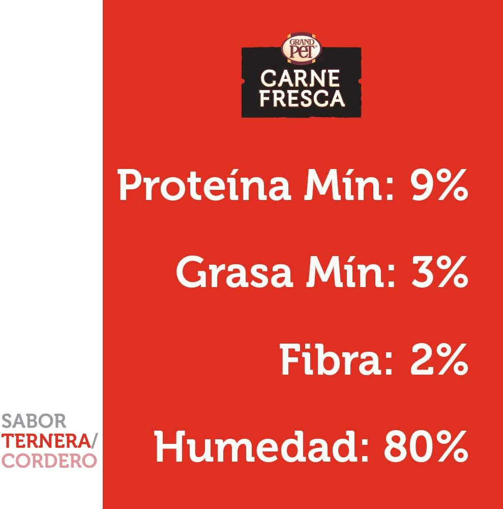 Alimento Húmedo para Perro Sabor Ternera y Cordero 100 Gr - Carne Fresca 12 Sobres