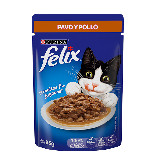 Felix Comida Para Gato Sabor Pavo y Pollo 85 g