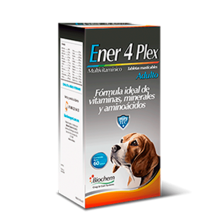 Vitaminas para Perros Ener 4 Plex Adulto 60 Tabletas Biochem