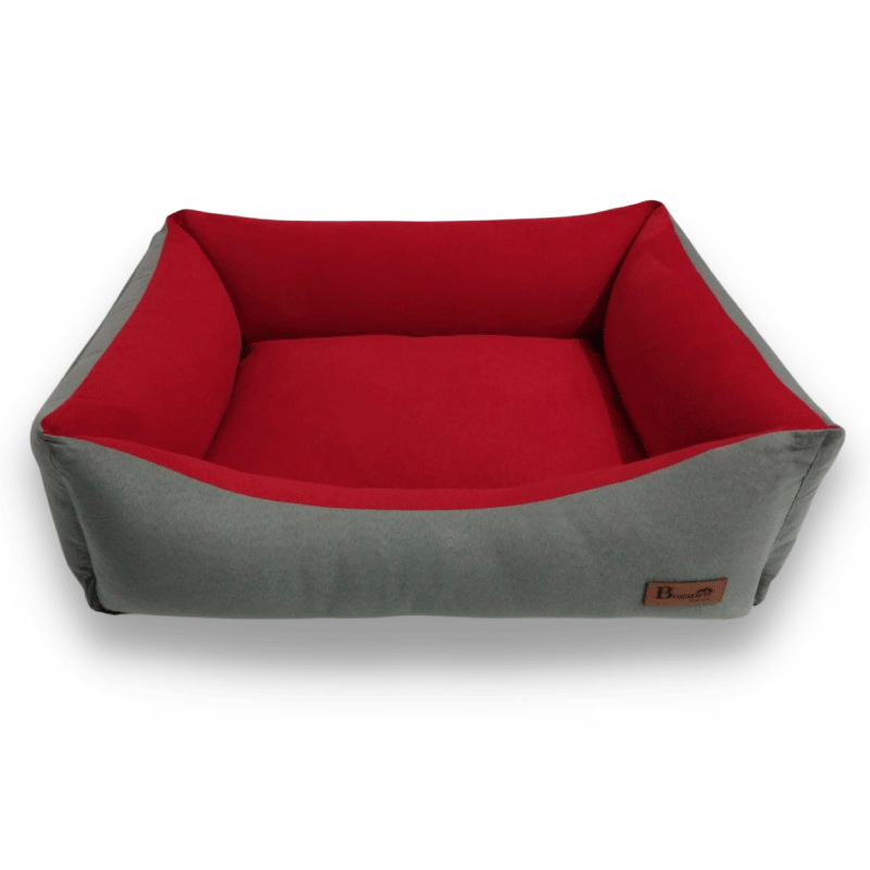 Cama para Perro Gris Interior Rojo