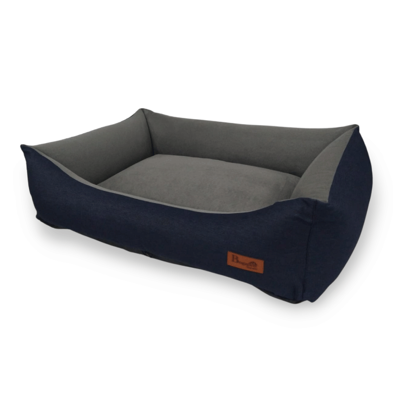 cama para perro gris