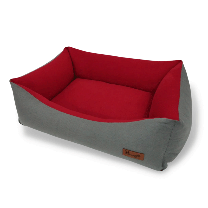 Cama para Perro Gris Interior Rojo