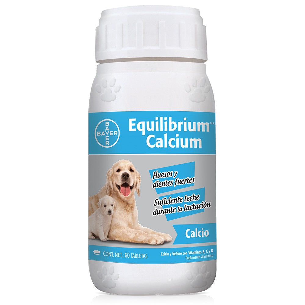 Frasco Bayer Equilibrium Calcio Para Perro 60 Tabletas, Salud, Bayer, Mister Mascotas