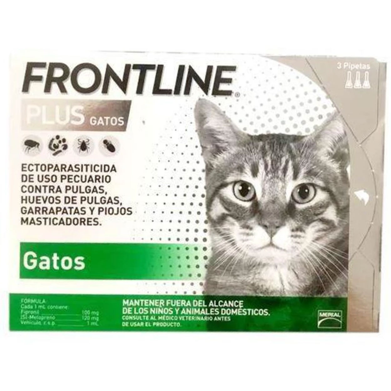 Combo 3 pipetas frontline plus gatos pulgas y garrapatas merial  antipulgas